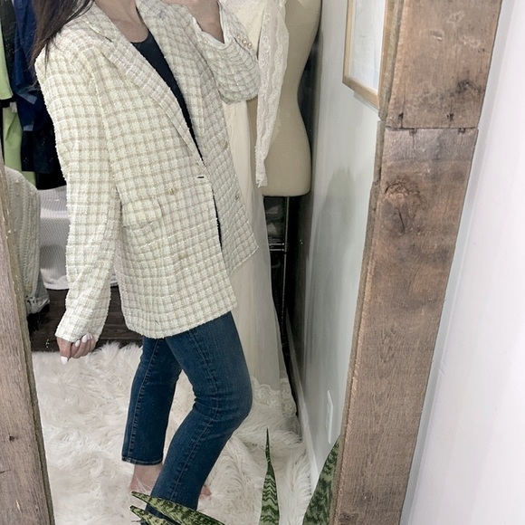 Pinch Cream clueless style tan & white Blazer size large with gold buttons - Picture 1 of 8